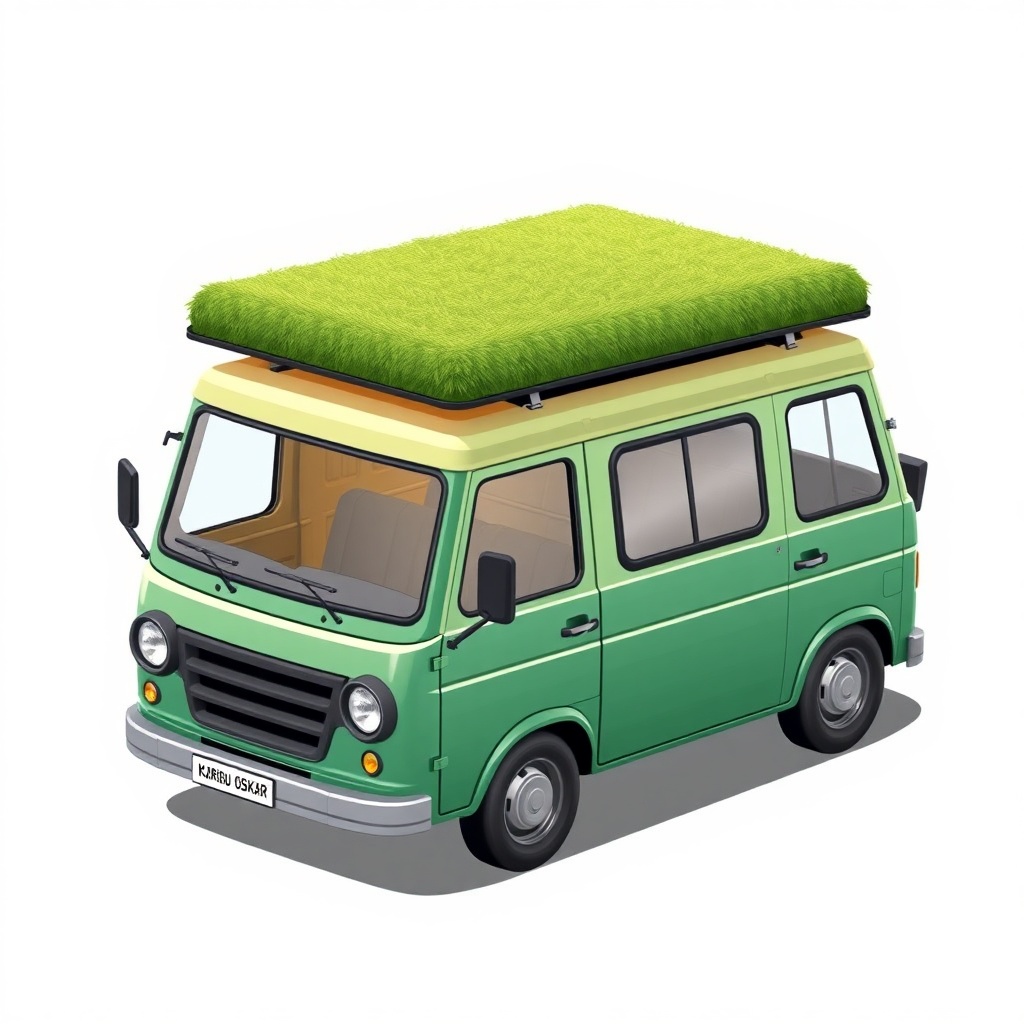 A simple illustration-style image showing a Karibu Oskar 6 with a green roof and visible i