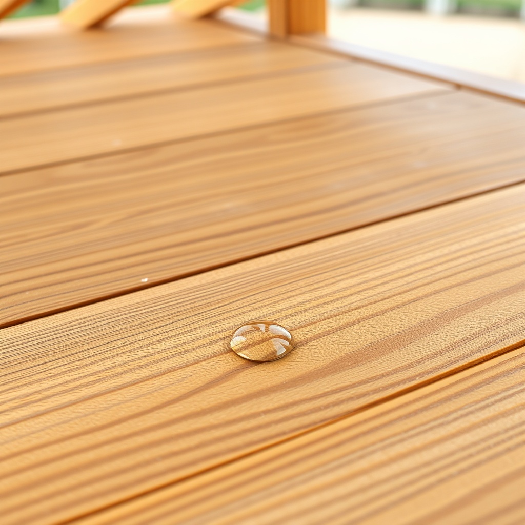 A photorealistic photo of a wooden carport with a oiled surface