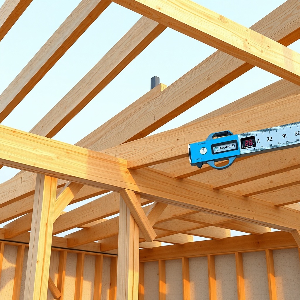 A clean photorealistic photo of a Skanholz Carport 3x3 during construction showing the woo