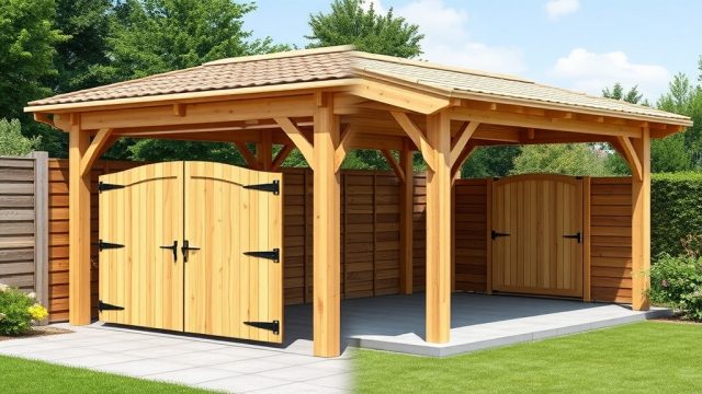 Skanholz Carport 3×3: Toroptionen – Schwingtor oder Flügeltor?