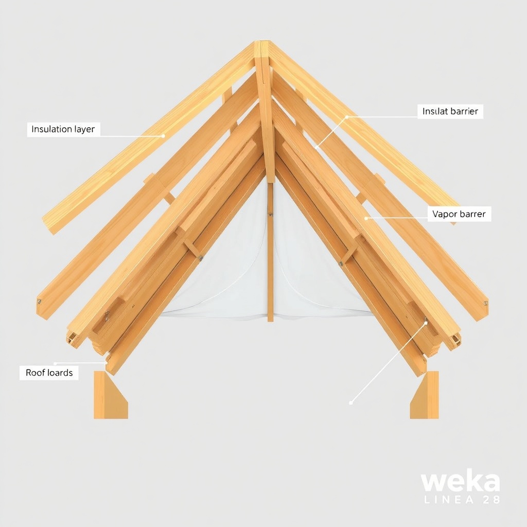 A cutaway illustration showing the internal structure of the Weka Linea 28's pitched roof
