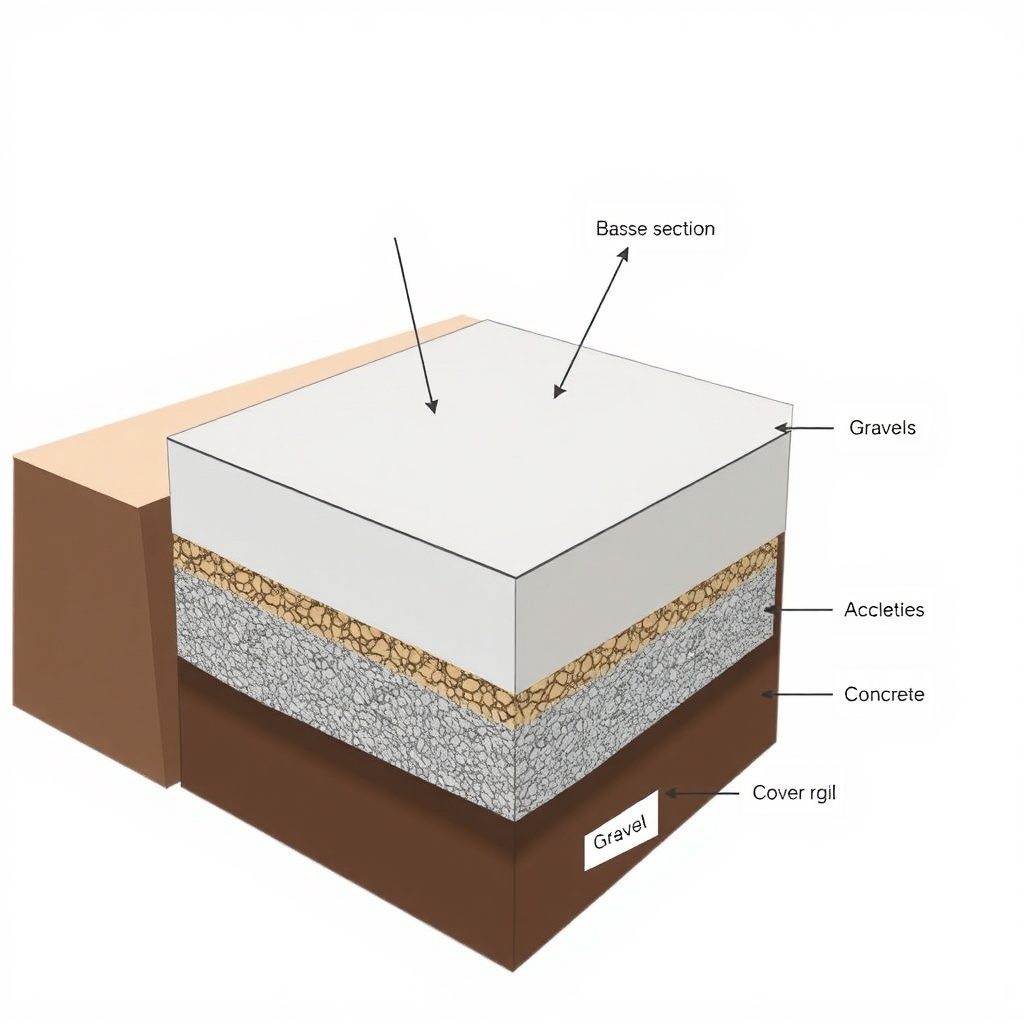 A photorealistic illustration showing a cross-section of a concrete strip foundation for a