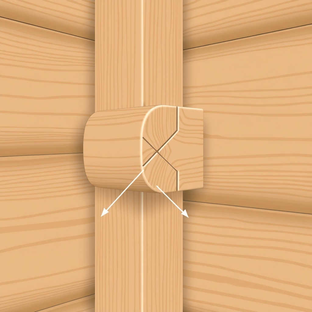 Illustration showing the log cabin corner joint of the Weka Linea 28