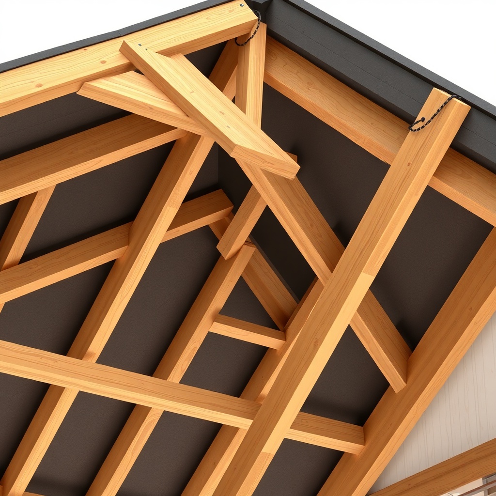 A close-up photorealistic illustration of the roof structure of a Weka Linea 28